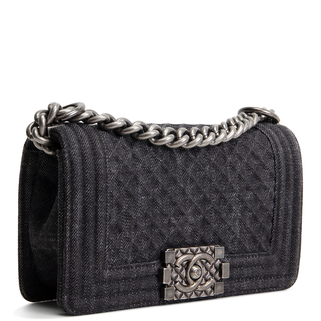 CHANEL Small Denim Boy Bag- Charcoal