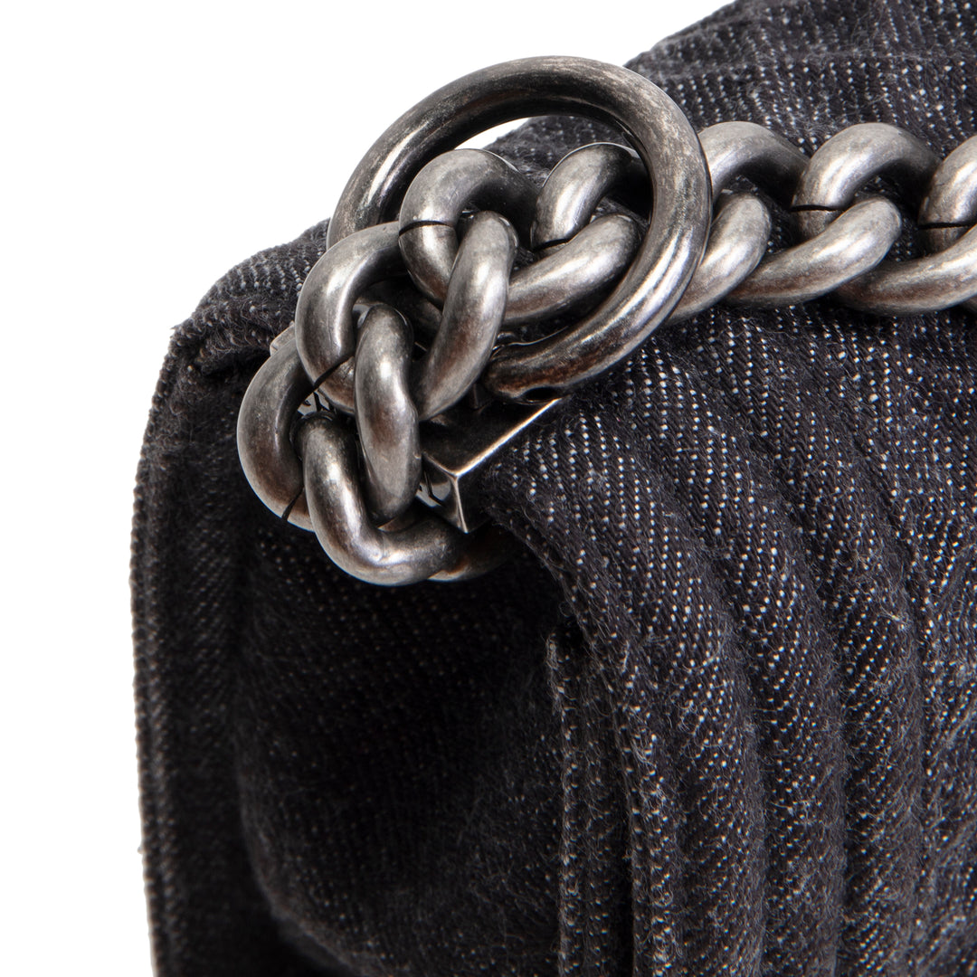 CHANEL Small Denim Boy Bag- Charcoal