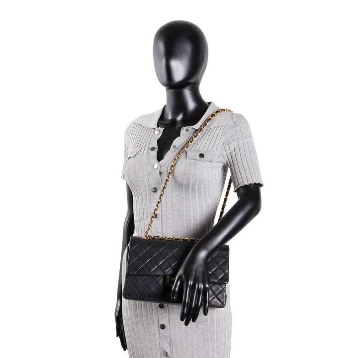 CHANEL Vintage Lambskin Medium Double Flap - Black OUTLET FINAL SALE
