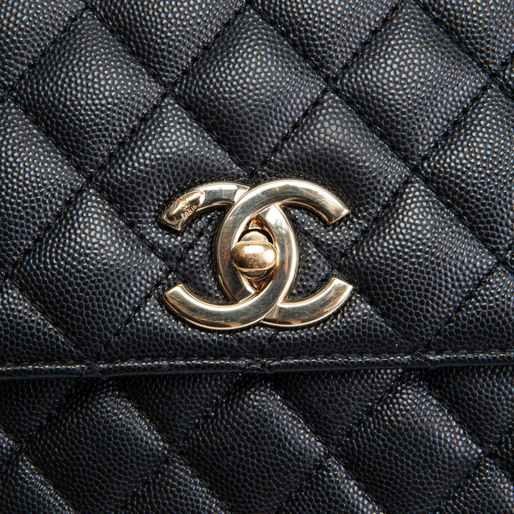 CHANEL Caviar Small Coco Top Handle Bag - Black OUTLET FINAL SALE