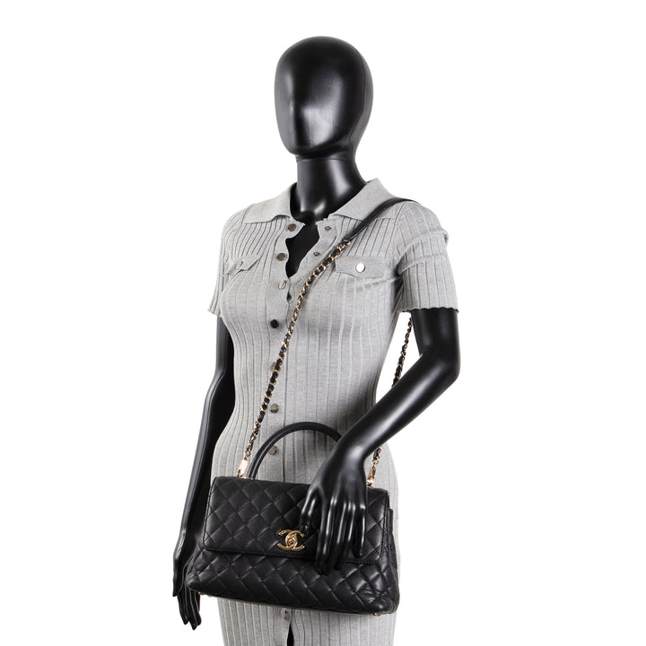 CHANEL Caviar Small Coco Top Handle Bag - Black OUTLET FINAL SALE