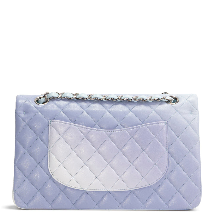 CHANEL Double Flap Light Blue Light Purple & White