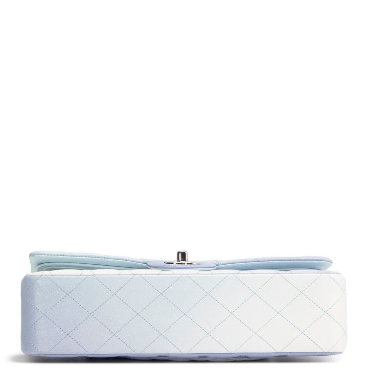 CHANEL Double Flap Light Blue Light Purple & White