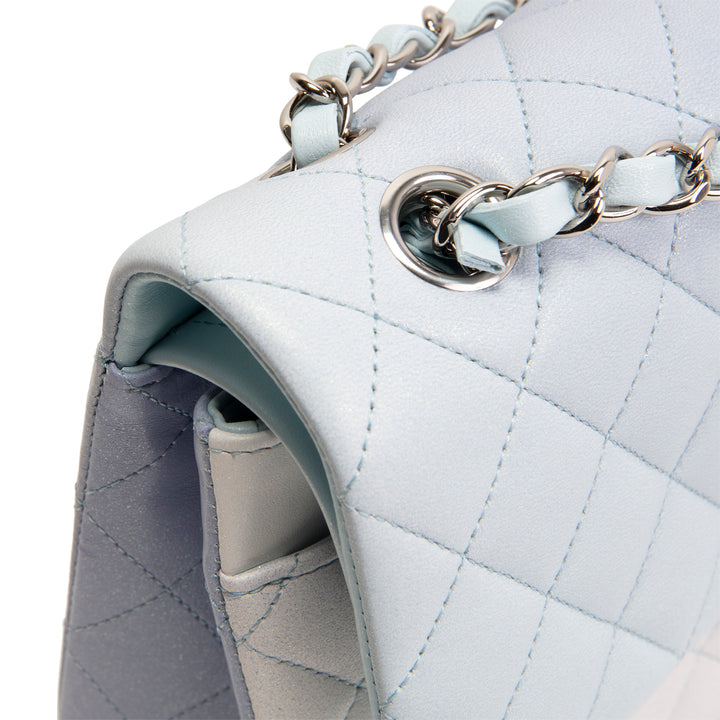 CHANEL Double Flap Light Blue Light Purple & White