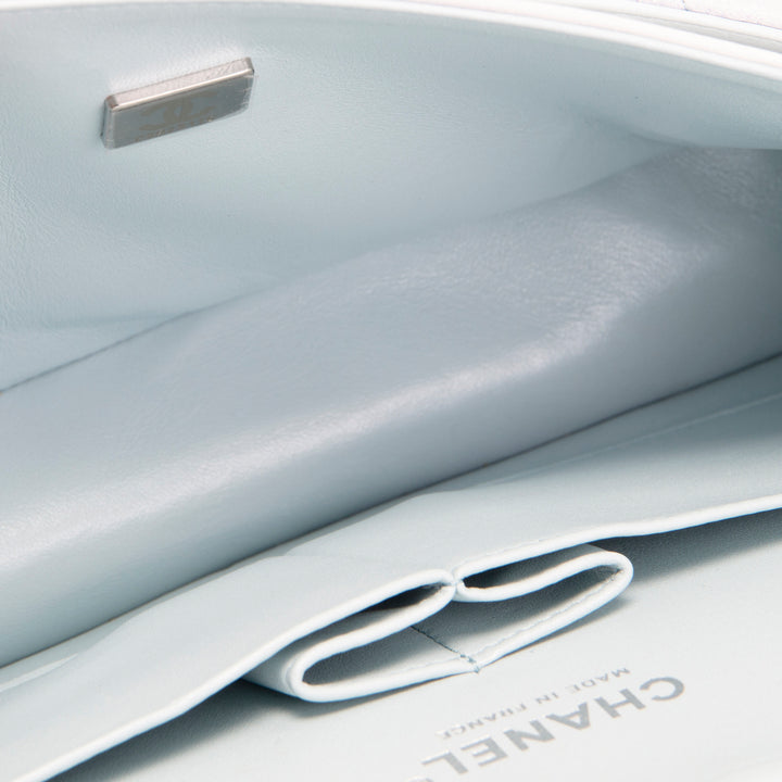 CHANEL Double Flap Light Blue Light Purple & White