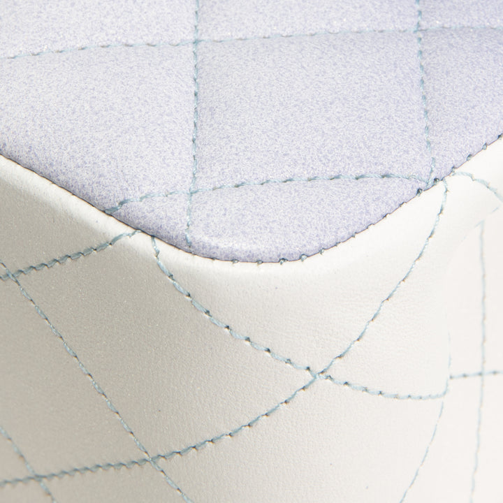 CHANEL Double Flap Light Blue Light Purple & White