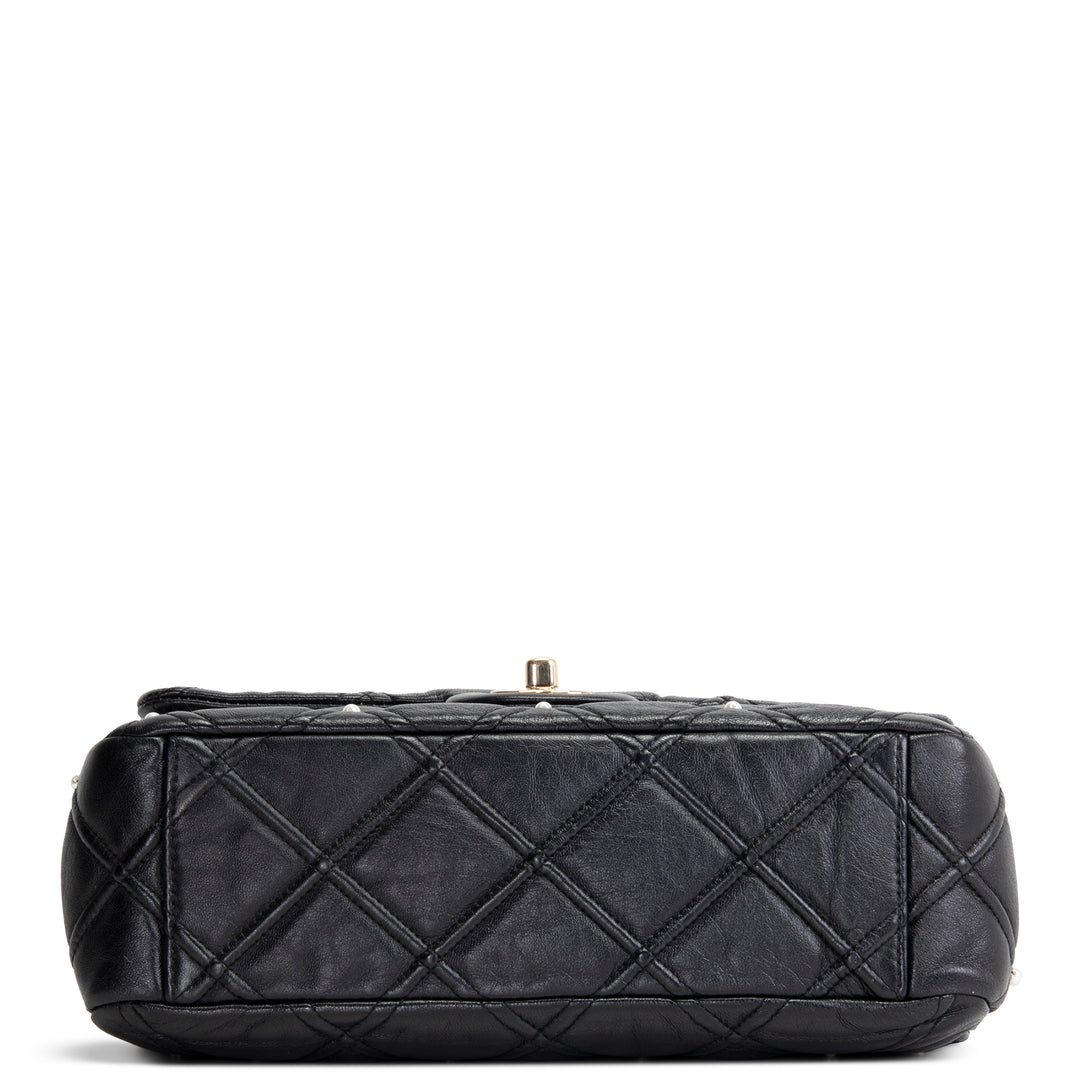 CHANEL CC Flap Pearl Studded Quilted Lambskin - Black