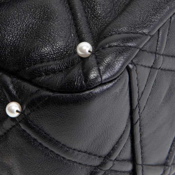 CHANEL CC Flap Pearl Studded Quilted Lambskin - Black