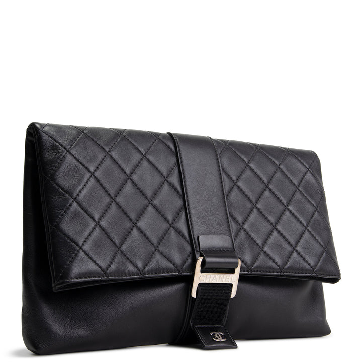 CHANEL Grip Clutch Black Calfskin