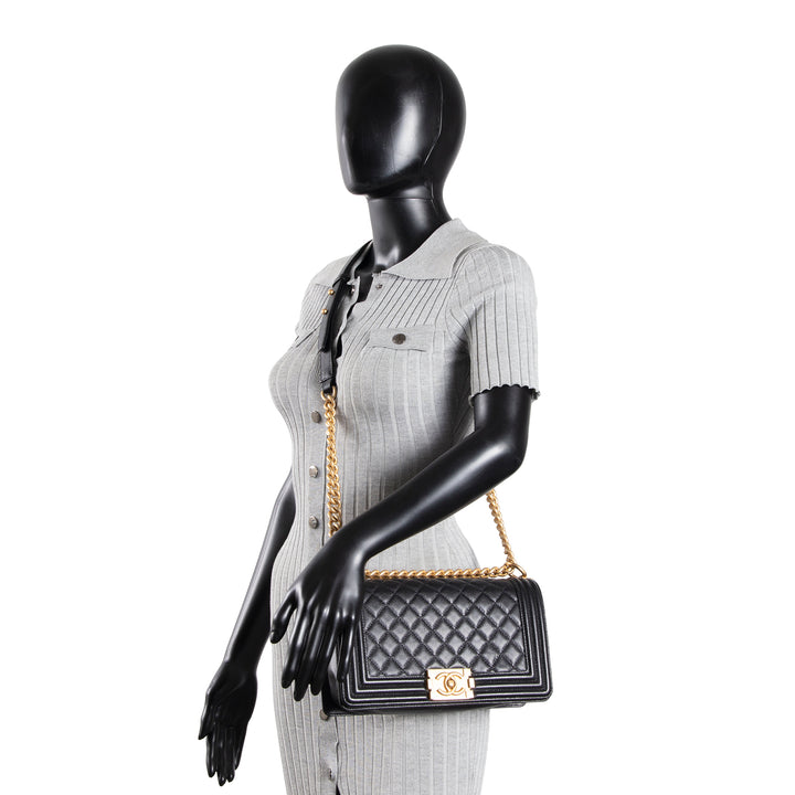 CHANEL Boy Bag Medium - Quilted Caviar