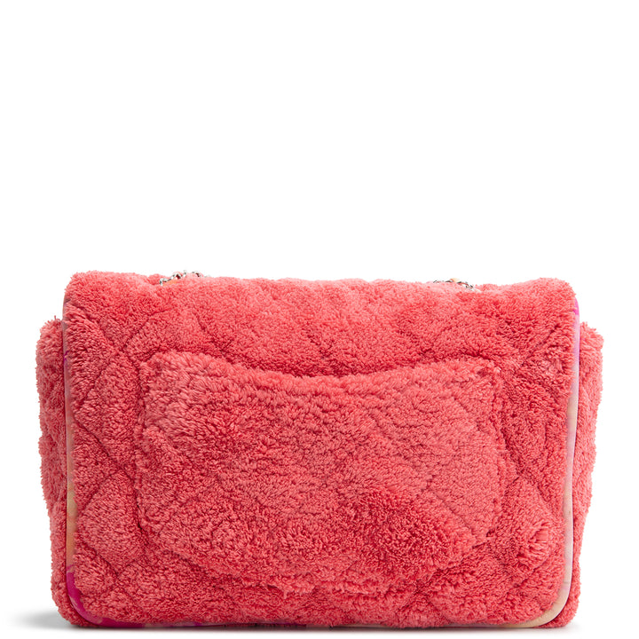CHANEL Jumbo Quilted Terry Cloth Ribbon Single Flap - Coral