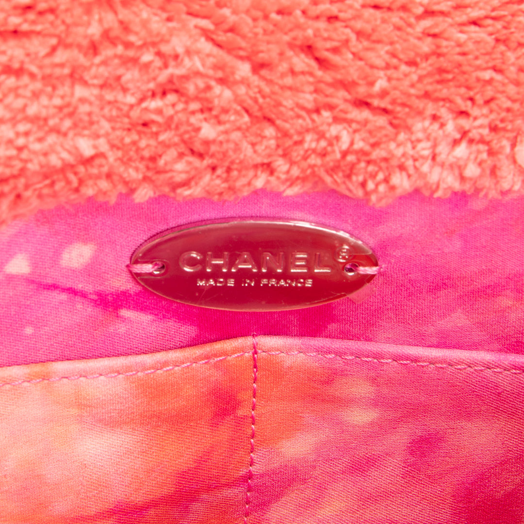 CHANEL Jumbo Quilted Terry Cloth Ribbon Single Flap - Coral