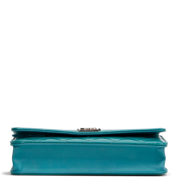 CHANEL Patent Boy Wallet On Chain - Turquoise