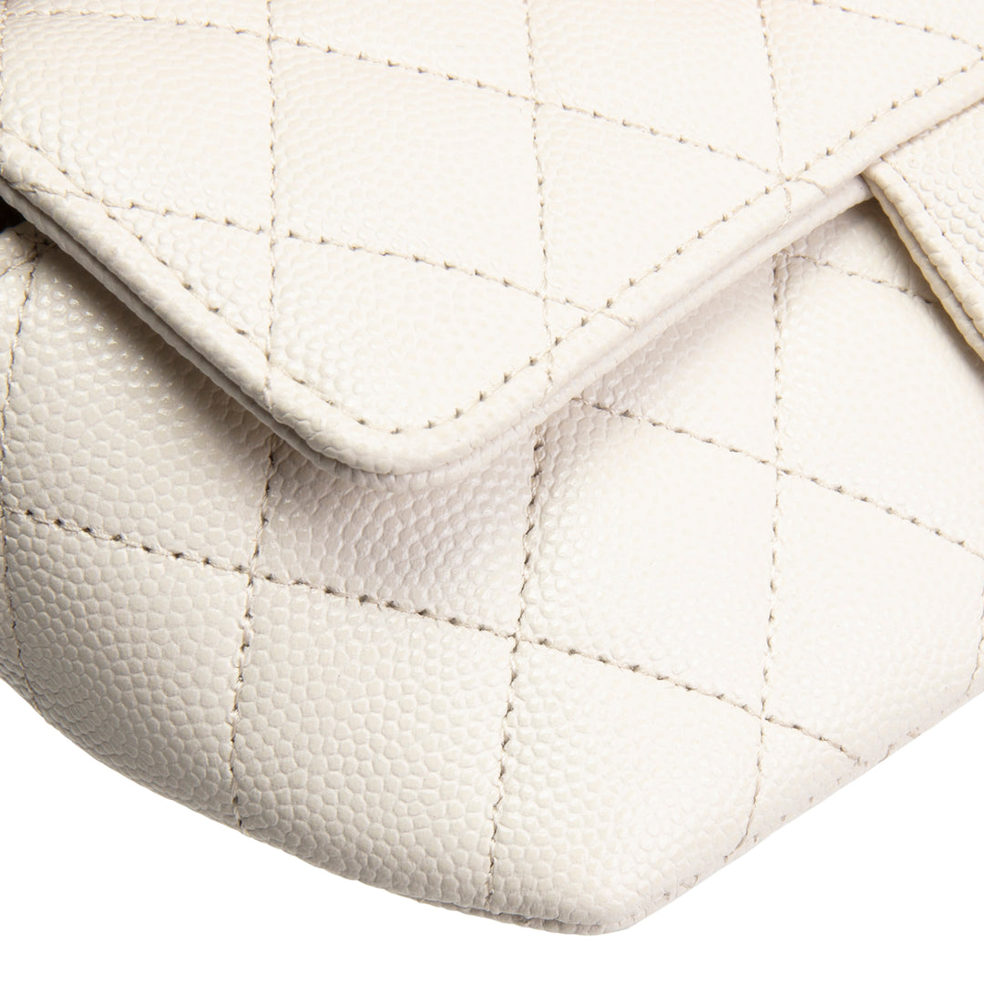 CHANEL Caviar Quilted Glasses Case on Chain - Ivory