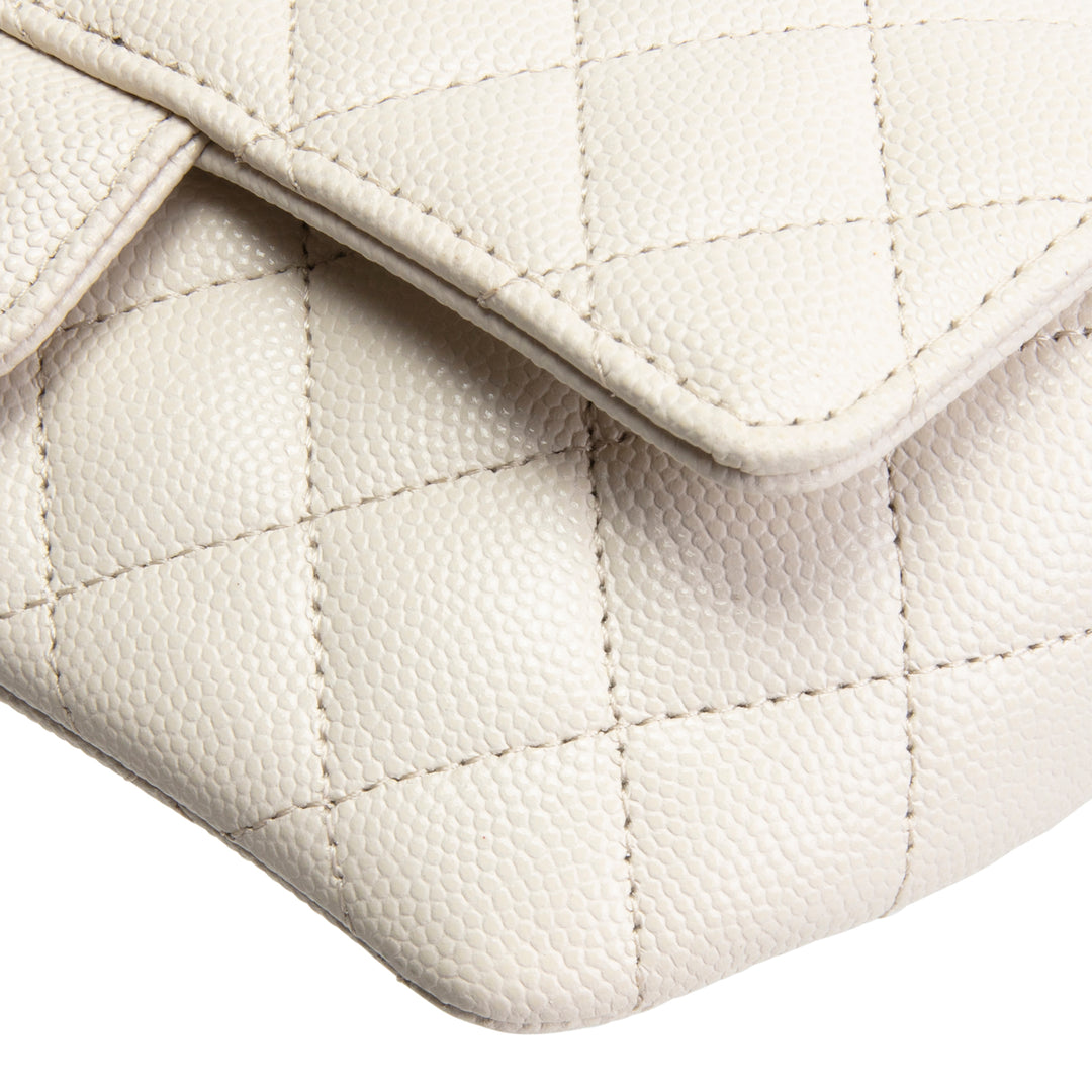 CHANEL Caviar Quilted Glasses Case on Chain - Ivory