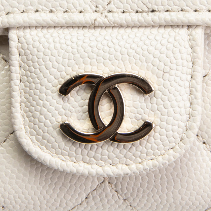 CHANEL Caviar Quilted Glasses Case on Chain - Ivory