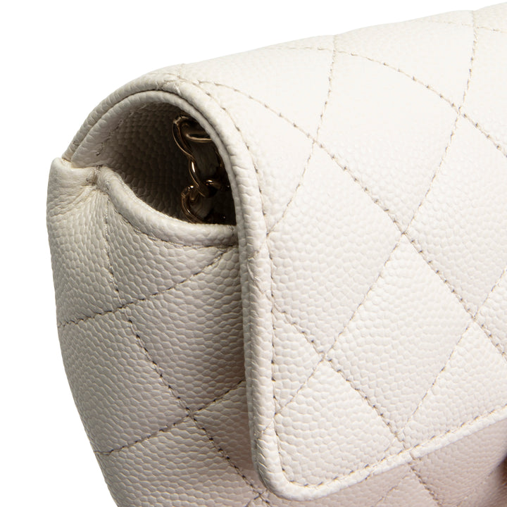 CHANEL Caviar Quilted Glasses Case on Chain - Ivory