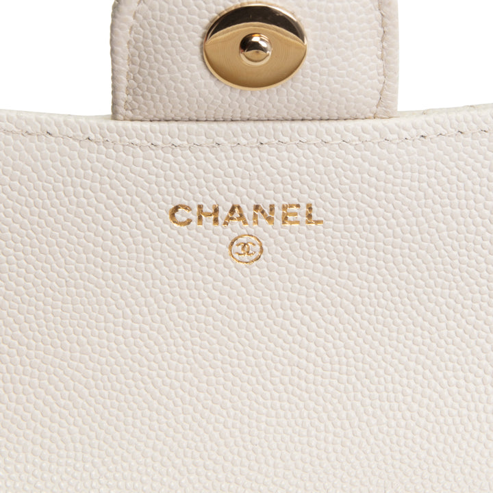 CHANEL Caviar Quilted Glasses Case on Chain - Ivory