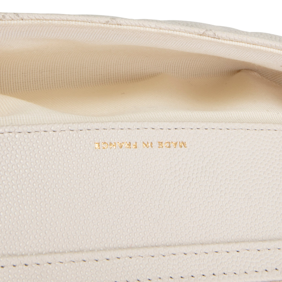 CHANEL Caviar Quilted Glasses Case on Chain - Ivory