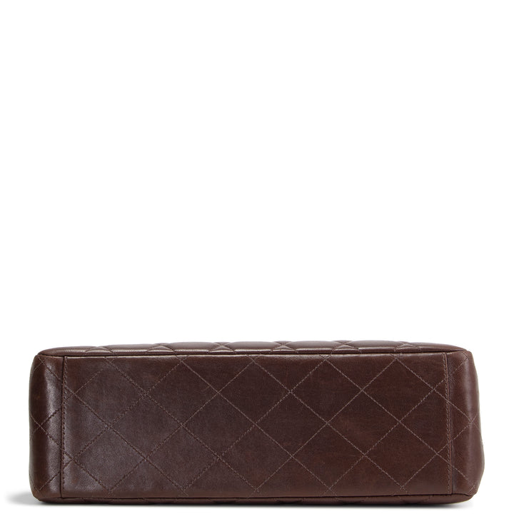 CHANEL Vintage Lambskin Quilted CC Bakelite Turnlock Tote - Brown