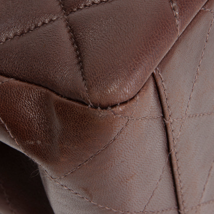 CHANEL Vintage Lambskin Quilted CC Bakelite Turnlock Tote - Brown