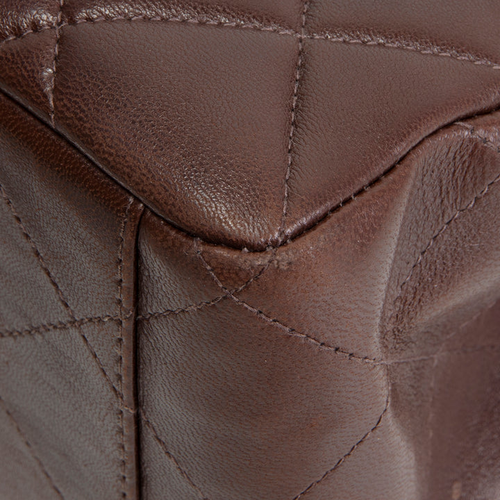 CHANEL Vintage Lambskin Quilted CC Bakelite Turnlock Tote - Brown