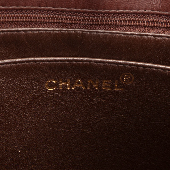 CHANEL Vintage Lambskin Quilted CC Bakelite Turnlock Tote - Brown