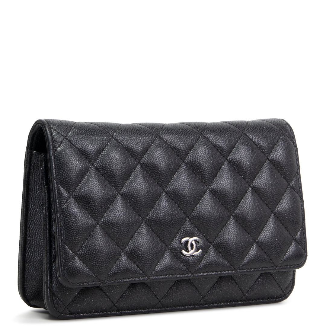 CHANEL Caviar Wallet On Chain - Shimmery Black