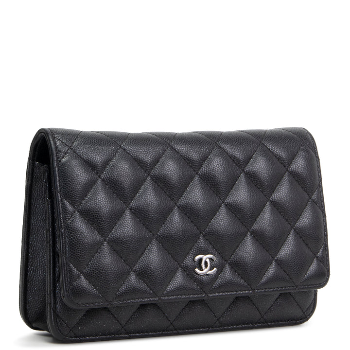 CHANEL Caviar Wallet On Chain - Shimmery Black
