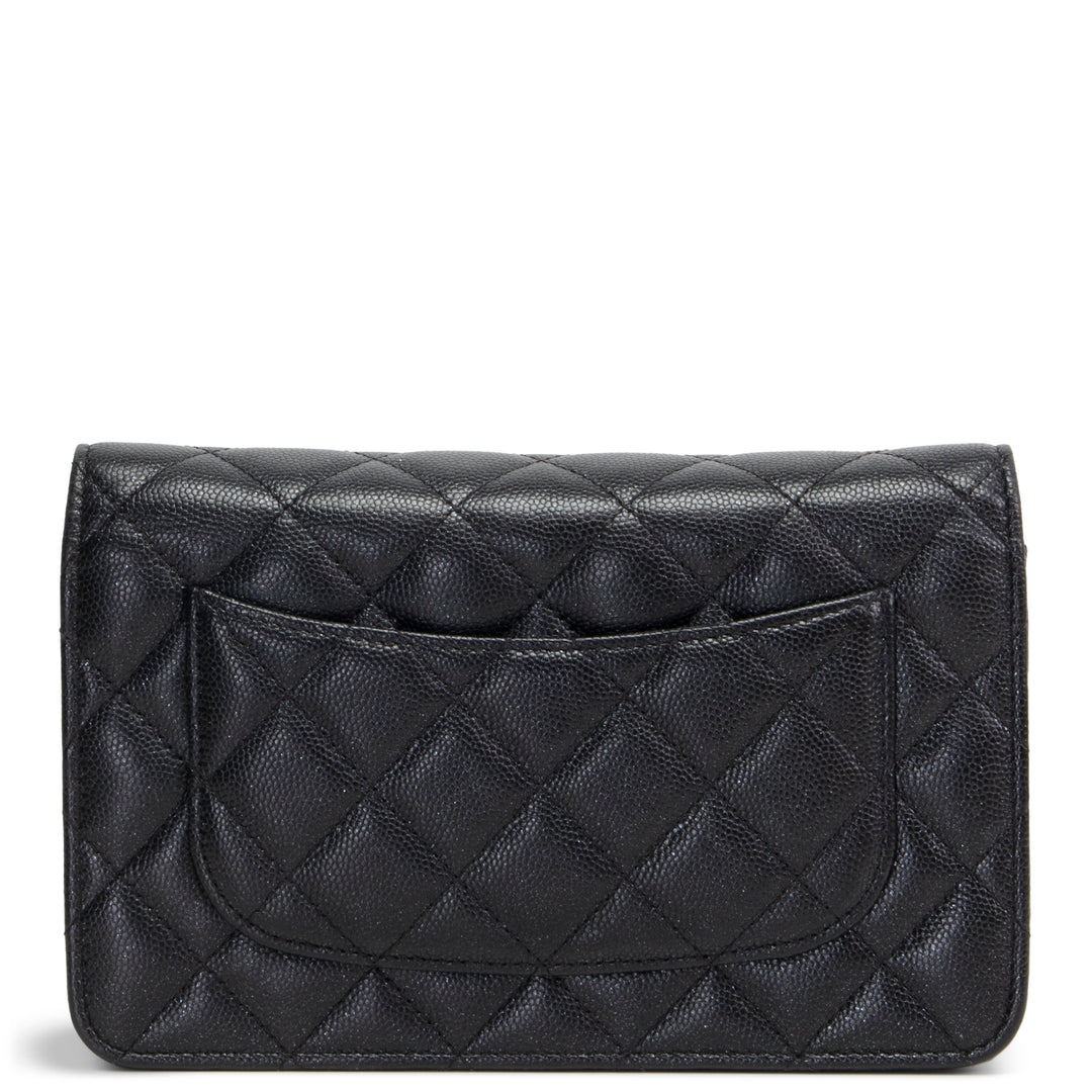 CHANEL Caviar Wallet On Chain - Shimmery Black