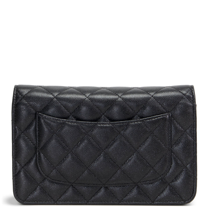 CHANEL Caviar Wallet On Chain - Shimmery Black