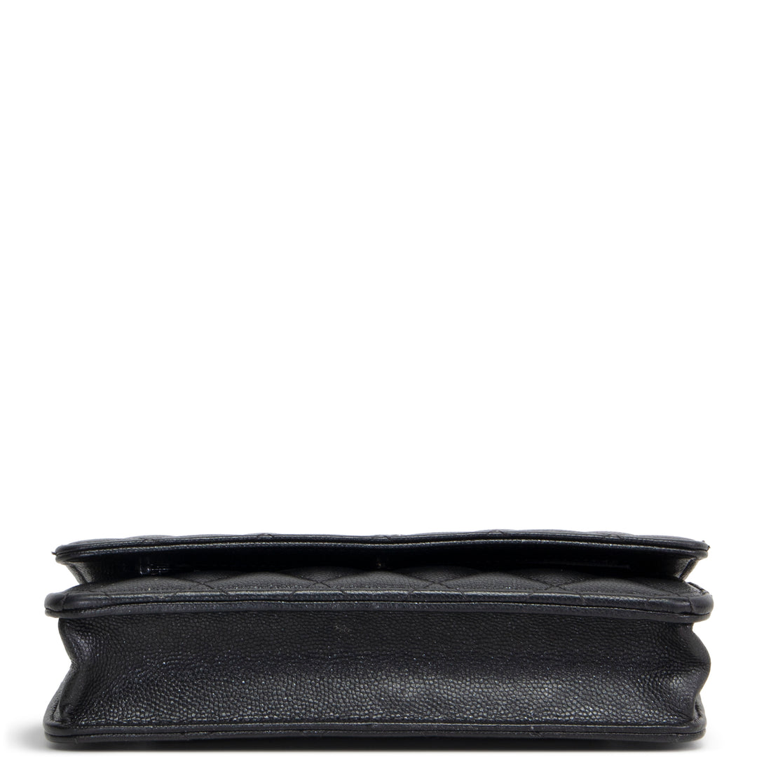 CHANEL Caviar Wallet On Chain - Shimmery Black