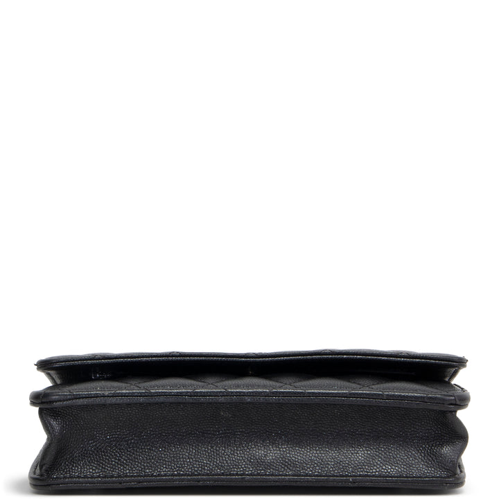 CHANEL Caviar Wallet On Chain - Shimmery Black