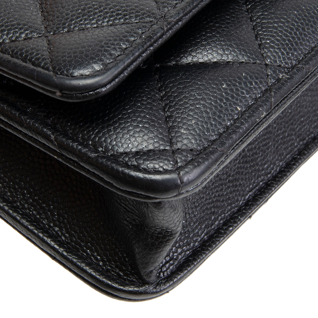 CHANEL Caviar Wallet On Chain - Shimmery Black