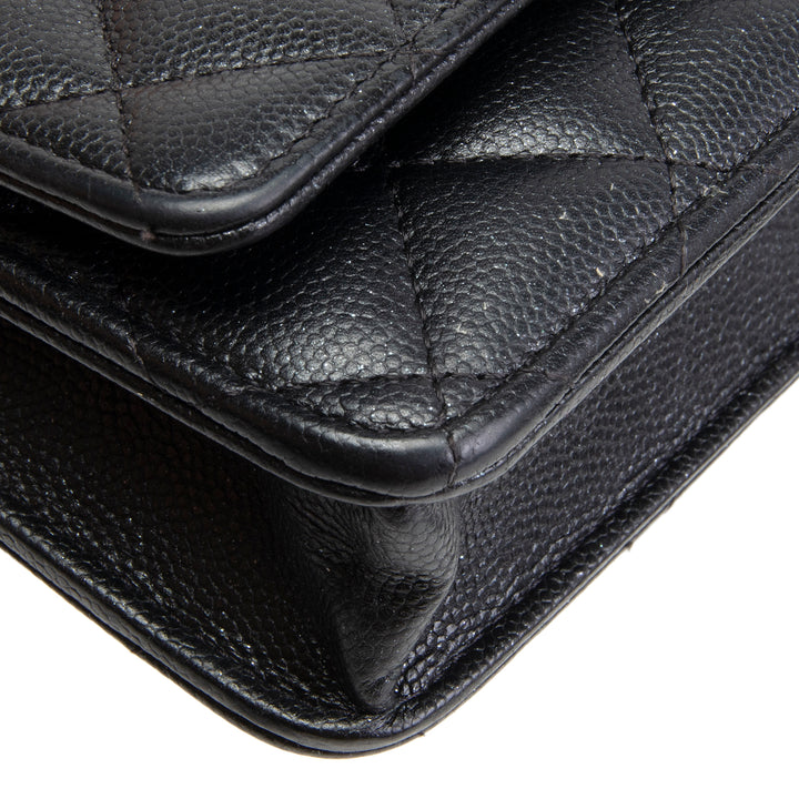 CHANEL Caviar Wallet On Chain - Shimmery Black