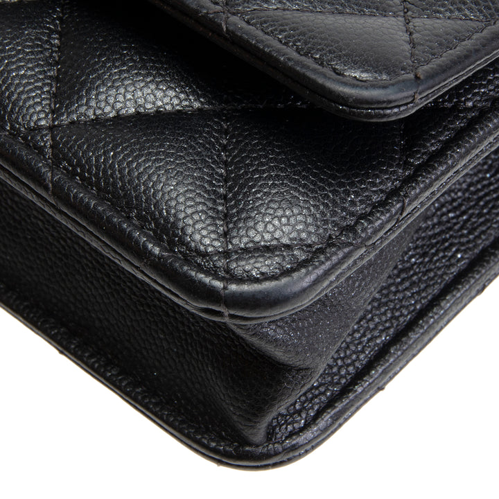 CHANEL Caviar Wallet On Chain - Shimmery Black