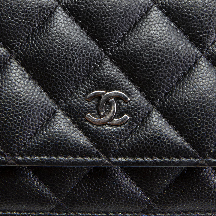 CHANEL Caviar Wallet On Chain - Shimmery Black