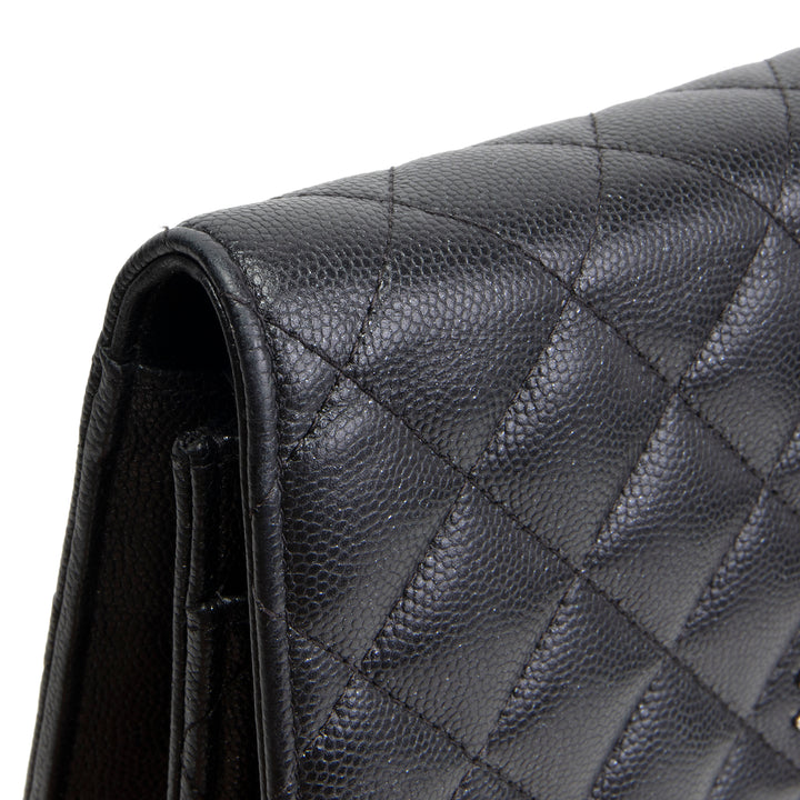 CHANEL Caviar Wallet On Chain - Shimmery Black