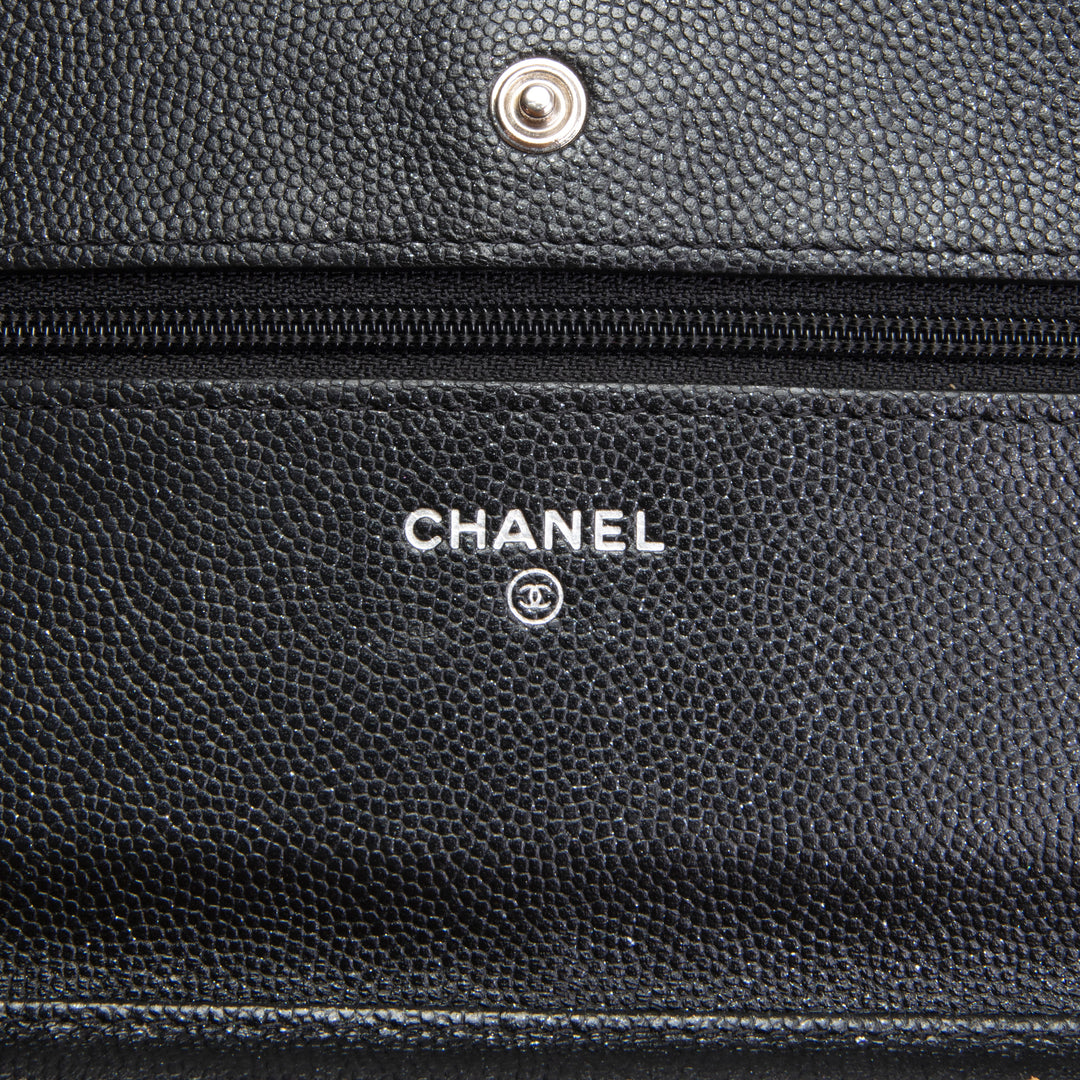 CHANEL Caviar Wallet On Chain - Shimmery Black
