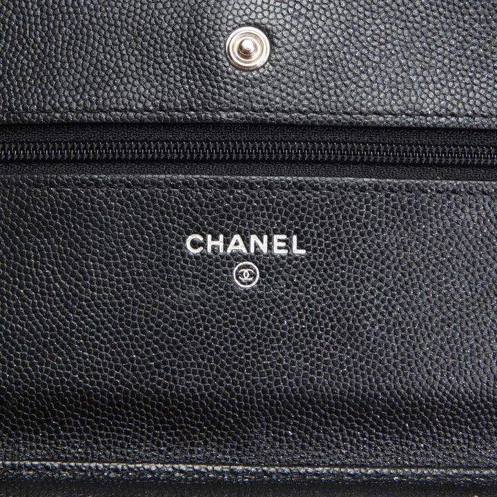 CHANEL Caviar Wallet On Chain - Shimmery Black