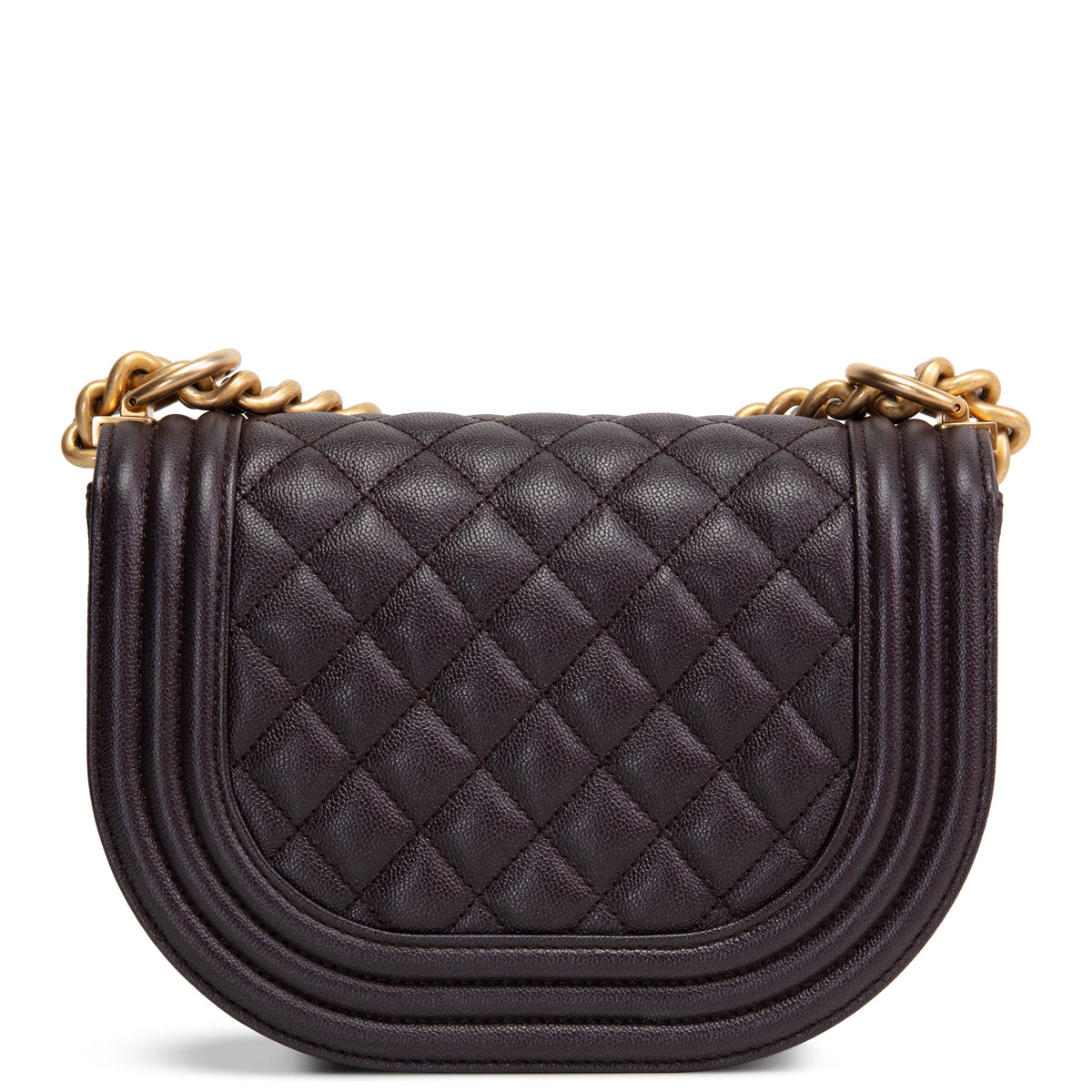 CHANEL Caviar Curve Mini Boy Messenger Bag - Plum