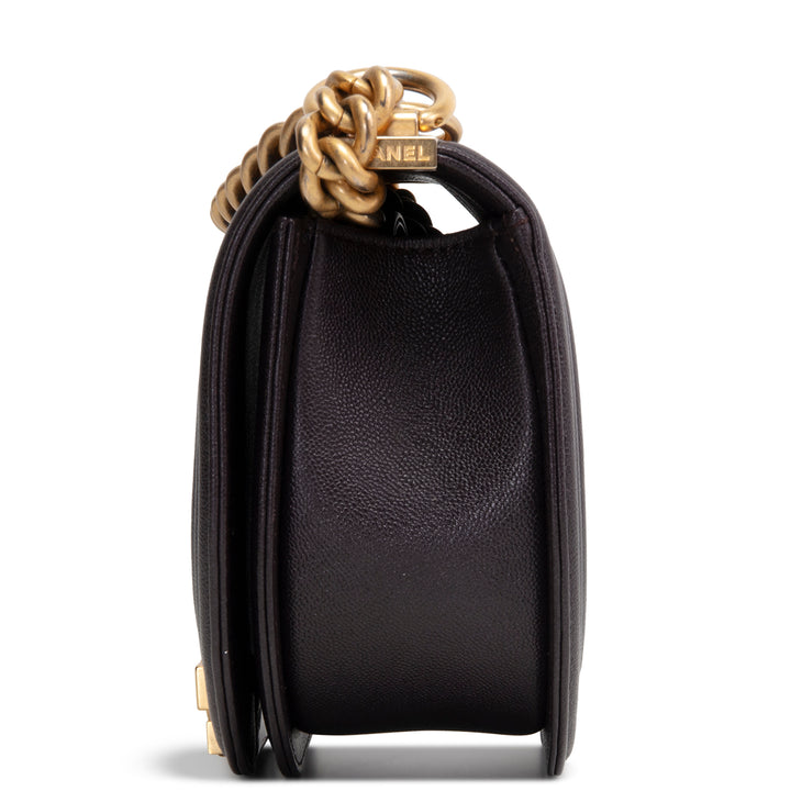 CHANEL Caviar Curve Mini Boy Messenger Bag - Plum
