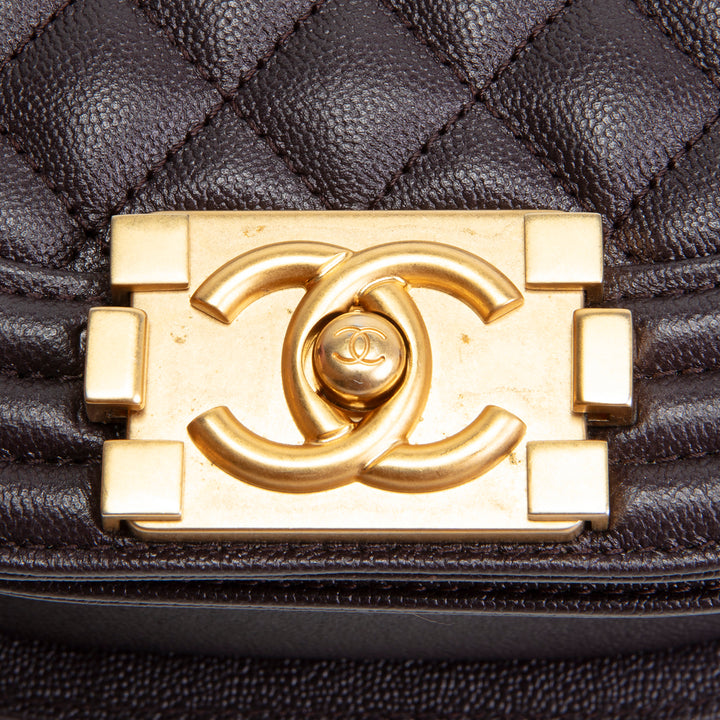 CHANEL Caviar Curve Mini Boy Messenger Bag - Plum
