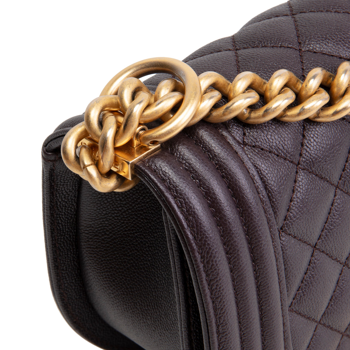 CHANEL Caviar Curve Mini Boy Messenger Bag - Plum