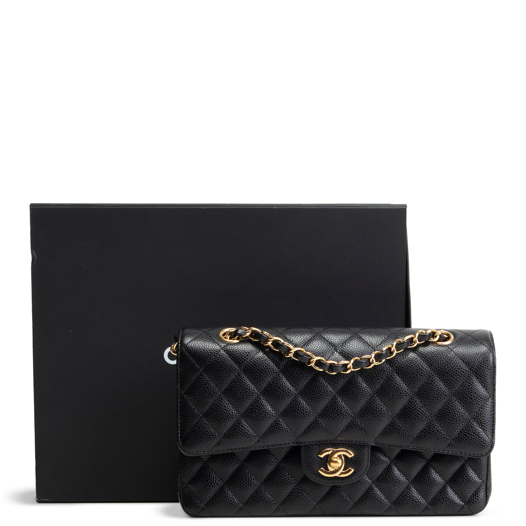 CHANEL Caviar Quilted Medium Double Flap Bag - Black