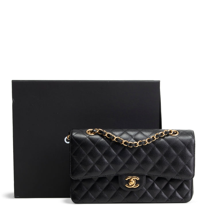 CHANEL Caviar Quilted Medium Double Flap Bag - Black