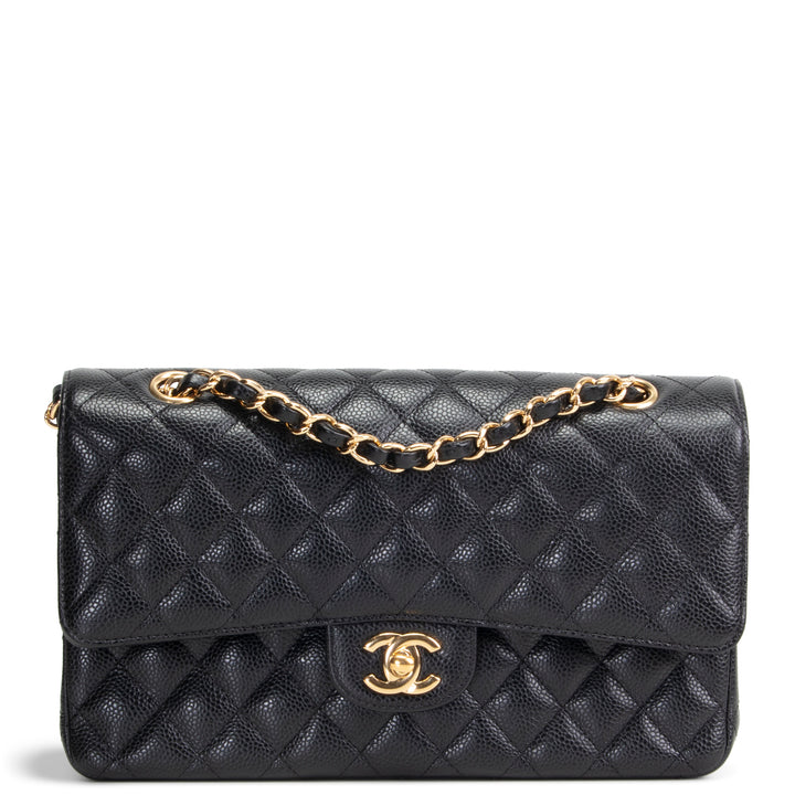 CHANEL Caviar Quilted Medium Double Flap Bag - Black