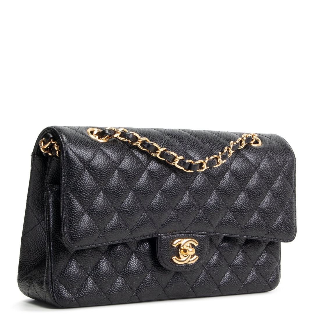 CHANEL Caviar Quilted Medium Double Flap Bag - Black
