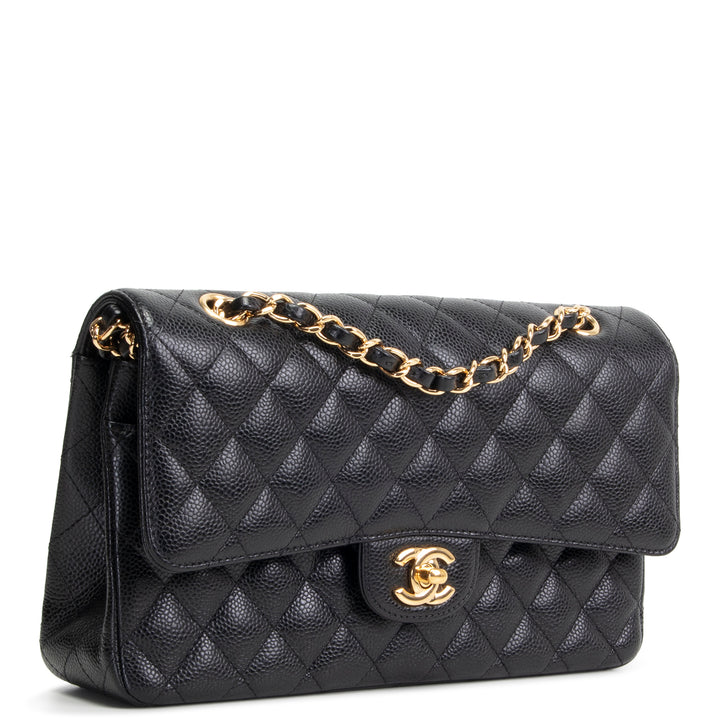 CHANEL Caviar Quilted Medium Double Flap Bag - Black