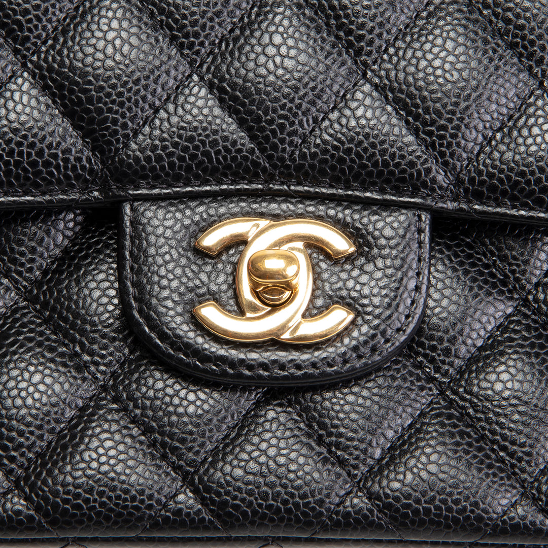 CHANEL Caviar Quilted Medium Double Flap Bag - Black